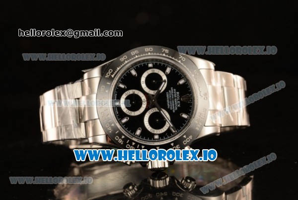 Rolex Cosmograph Daytona Clone Rolex 4130 Automatic Steel Case Black Dial With Stick Markers Steel Bracelet - 1:1 Original (AR) - Click Image to Close